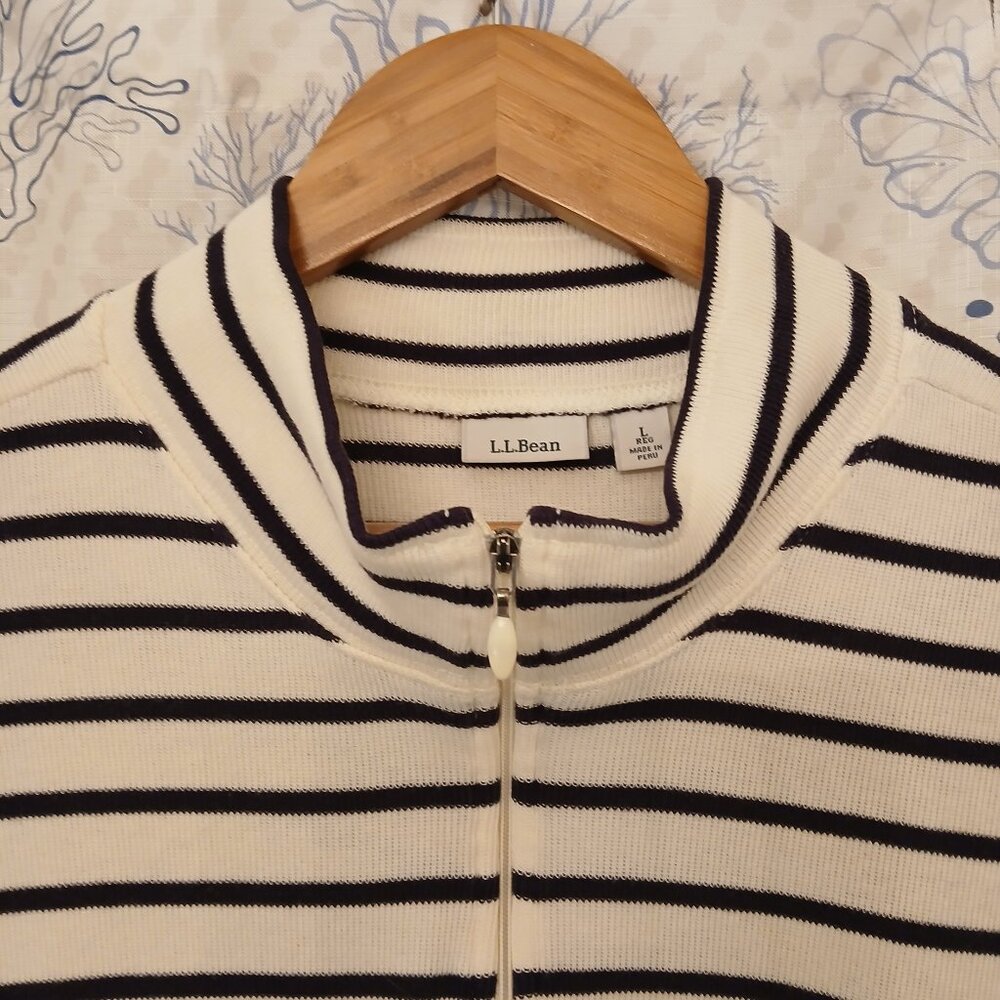 L.L. Bean Women’s French Sailor Top ¼ Zip LARGE - Picture 2 of 4